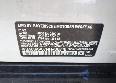 2022 BMW 430I Gran Coupe z USA, uszkodzony, nr VIN WBA63AV07NFM36846